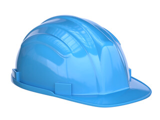 Blue hard hat, safety helmet isolated on white background 3d rendering