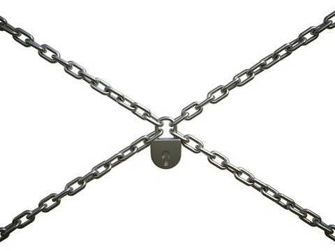 Chains with lock as background 3d rendering