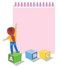 Kids holding banners. Vector boy and girl with empty banner, illustration cartoon school kid and board for text