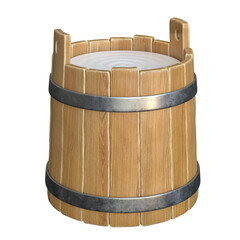 Wooden bucket with milk isolated on white background 3d illustration © koya979