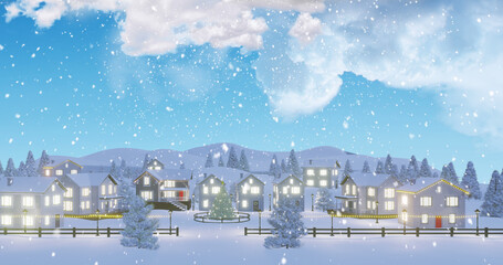 Obraz premium Image of sky with clouds over winter landscape and snow