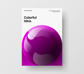 Isolated corporate brochure vector design concept. Modern 3D balls magazine cover layout.