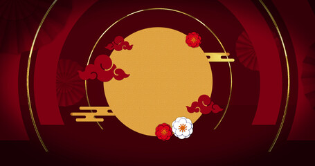 Image of chinese new year pattern on red background