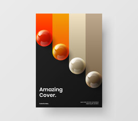 Simple brochure A4 design vector concept. Abstract realistic spheres company cover illustration.