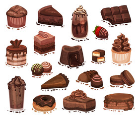 Chocolate Sweet Dessert and Delicious Treats Big Vector Set