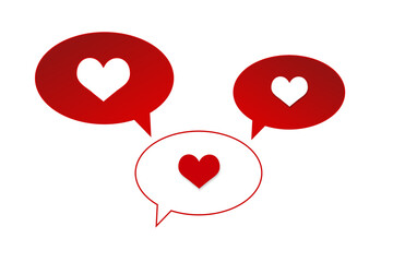 heart shape inside speech babble for communication, valentine concept