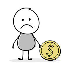 Money investing concept with cartoon businessman. Icon collection. Vector