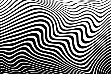 Black and White Wavy Lines Pattern. Abstract Textured Background.