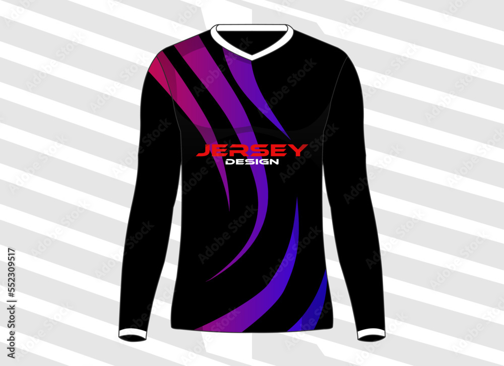 Wall mural long sleeves tshirt sport jersey template design