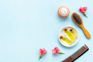 Hair care cosmetic products with natural oil and comb