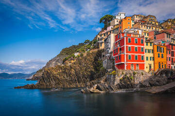 Riomaggiore, Cinque Terre National Park, Liguria, La Spezia, Italy. September 2022. Long exposure...