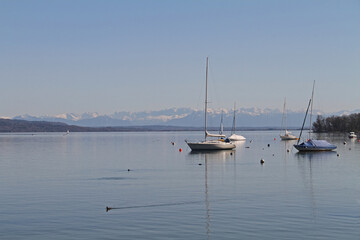 Fototapeta premium Boote am Ammersee