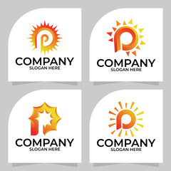 set of sun point logo vector design template