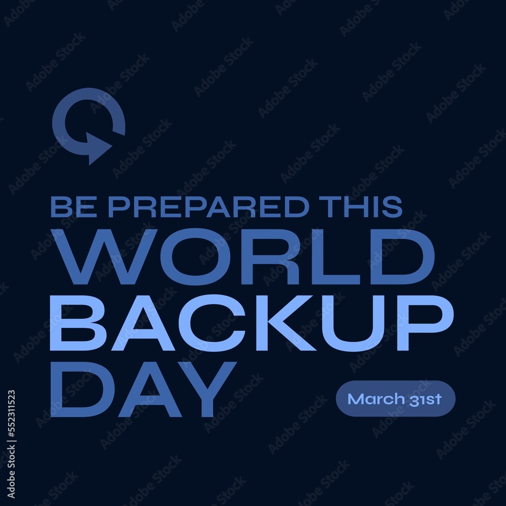 Wall mural composition of world backup day text over arrow