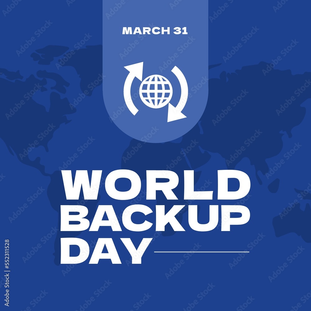 Wall mural composition of world backup day text over globe and world map