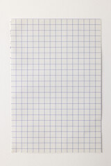 White piece of notebook with copy space on white background