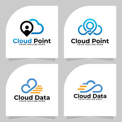 set of cloud point logo vector design template