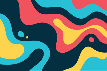 Groovy retro psychedelic with colorful waves. Vector illustration in background texture style retro 60s 70s 90s