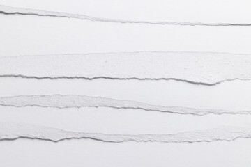 Ripped up pieces of white paper with copy space on white background