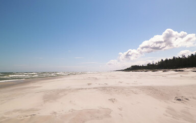 Sandy beach in Stilo, Poland. Baltic Sea coast.