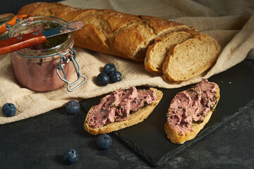 sandwiches with pate and blueberries