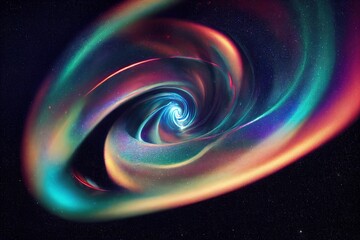 Abstract colorful of spiral and nebula flowing in concept space, science, universe. Generative AI. © FuryTwin