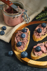 sandwiches with pate and blueberries