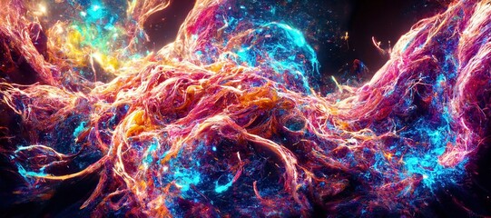 Colorful nebular galaxy stars and clouds as universe wallpaper. Generative AI