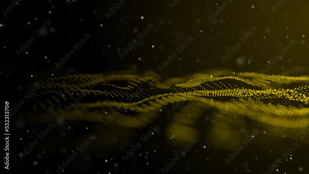 Poster textured wave of particles. visualization of technological connections. molecular connection of part