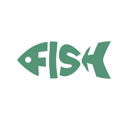 Fish written in fish shape, fish logo
