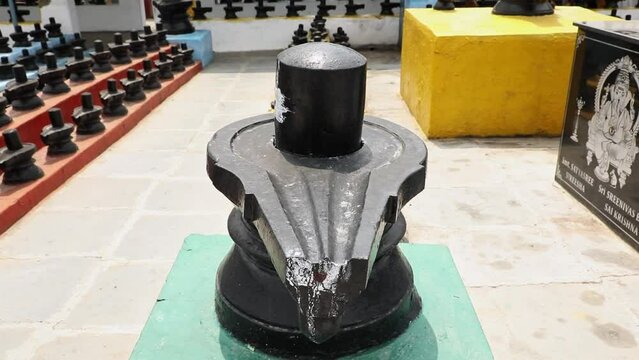 A close view of shiv ling or lingam outside the temple
