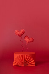 Mock up podium stage or pedestal and hearts symbol love. Decorations to Valentines day for your...