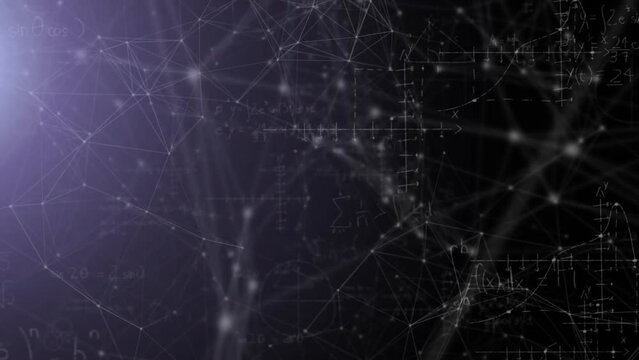 Animation of mathematical equations over black background