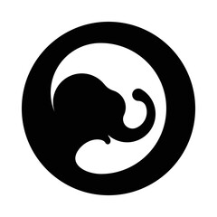 Elephant Silhouette in Circle