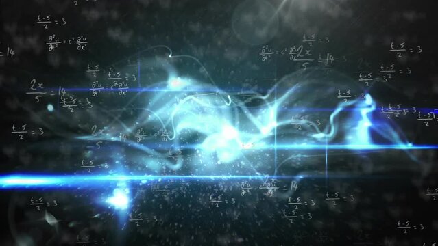 Animation of light trails over mathematical equations
