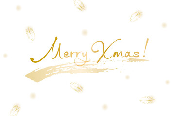 Obraz premium クリスマスカード 『Merry Xmas!』 羽根 雪 イメージ フレーム