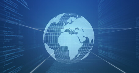 The image shows data processing on a blue background