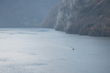 boat in the middle of the lake of lucerne