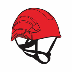 Climber safety helmet. Head protection for work. Construction, manufacture, industrial, and maintenance service protective gear.