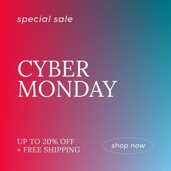 Fototapeta premium Image of cyber monday on red and blue background