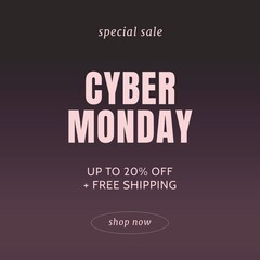 Image of cyber monday on brown background