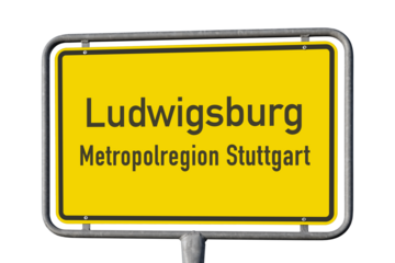 Ortswerbetafel, Ludwigsburg, Metropolregion Stuttgart, freigestellt als PNG, (Symbolbild)