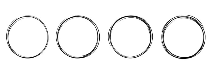 Set of geometric round black frames isolated on white.Modern Geometrical frames.Simple abstract black frames.Set of one line frames collection.Wedding invitation elements.