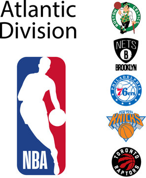 Basketball Teams. Logo 2022, 2023. Eastern Conference. Atlantic Division. New York Knicks, Philadelphia 76ers, Toronto Raptors, Boston Celtics, Brooklyn Nets. Kyiv, Ukraine - Dec 8, 2022