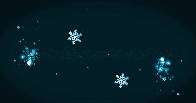 Animation of christmas snow falling and glowing light