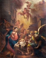 Tuinposter ANNECY, FRANCE - JULY 11, 2022: The  painting of Nativity in church Notre Dame de Lellis (1897). © Renáta Sedmáková