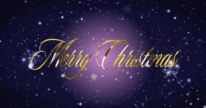 Animation of christmas greetings text over snow falling