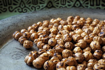 Leblebi, traditional Turkish nuts (roasted chickpea) on local motifs.    