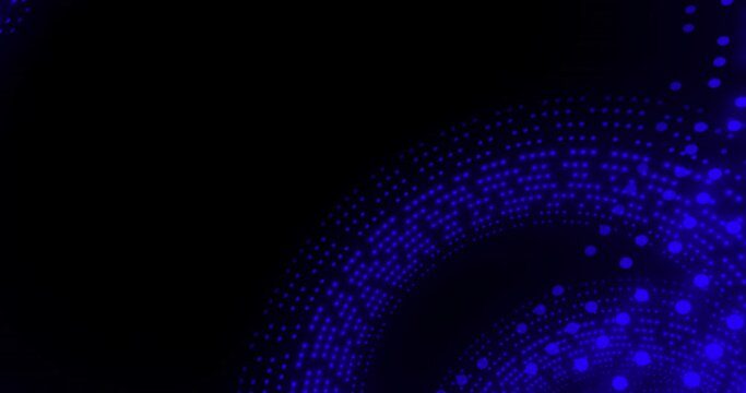 Animation of spinning blue glowing circles on black background