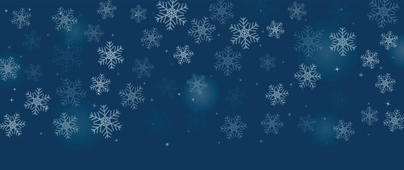 Elegant winter snowflake background vector illustration. Luxury decorative snowflake and sparkle on dark blue background. Design suitable for invitation card, greeting, wallpaper, poster, banner.